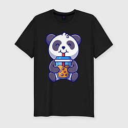 Футболка slim-fit Drinking panda, цвет: черный