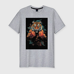 Мужская slim-футболка Боевой тигр Муай Тай