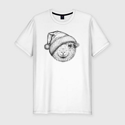 Мужская slim-футболка Новогодняя овечка