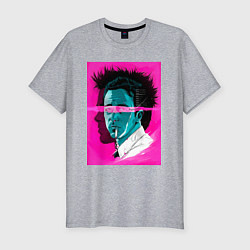 Мужская slim-футболка Fight club pink poster
