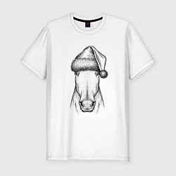 Мужская slim-футболка Новогодняя лошадь