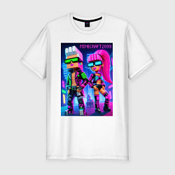 Футболка slim-fit Barbie and Ken - Minecraft 2099 ai art collaborati, цвет: белый