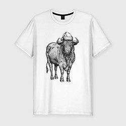 Мужская slim-футболка Новогодний бык