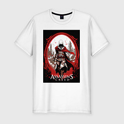 Футболка slim-fit Assassins creed портал времени, цвет: белый
