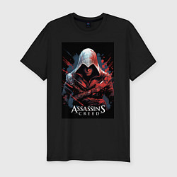 Футболка slim-fit Assassins creed красные пятна, цвет: черный