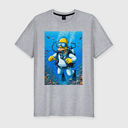 Футболка slim-fit Homer diving - ai art, цвет: меланж