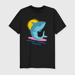 Мужская slim-футболка Акула серфит