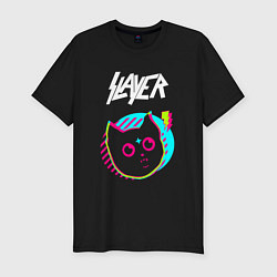 Мужская slim-футболка Slayer rock star cat