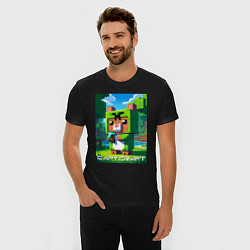 Футболка slim-fit Capybara and Minecraft collaboration - ai art, цвет: черный — фото 2