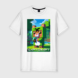 Мужская slim-футболка Capybara and Minecraft collaboration - ai art