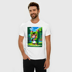 Футболка slim-fit Capybara and Minecraft collaboration - ai art, цвет: белый — фото 2