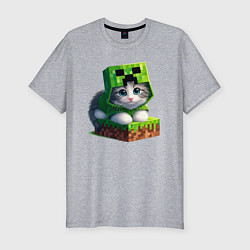 Футболка slim-fit Kitten creeper collaboration - ai art, цвет: меланж