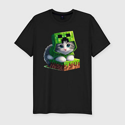 Футболка slim-fit Kitten creeper collaboration - ai art, цвет: черный