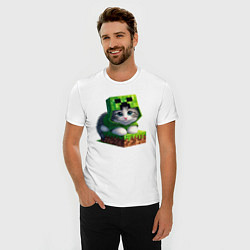 Футболка slim-fit Kitten creeper collaboration - ai art, цвет: белый — фото 2