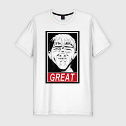 Футболка slim-fit Эйкити Онидзука преподаватель мем, цвет: белый