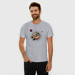 Футболка slim-fit Космонавт на пончике, цвет: меланж — фото 2