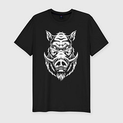 Футболка slim-fit Голова кабана, цвет: черный
