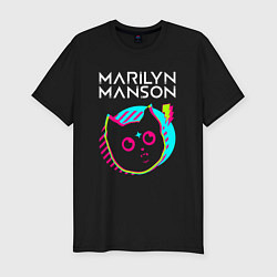 Мужская slim-футболка Marilyn Manson rock star cat