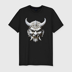Мужская slim-футболка Демон японская резная маска