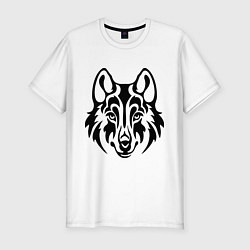 Мужская slim-футболка Морда волка тату