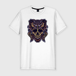 Футболка slim-fit Сова и череп, цвет: белый