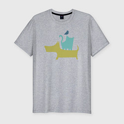 Мужская slim-футболка Bird dog cat