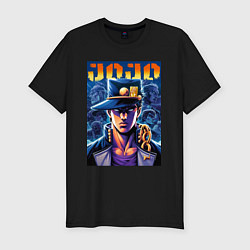 Футболка slim-fit Jojo - Jotaro Kujo ai art, цвет: черный