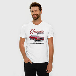 Футболка slim-fit Американский маслкар Ford Mustang 1974 года, цвет: белый — фото 2