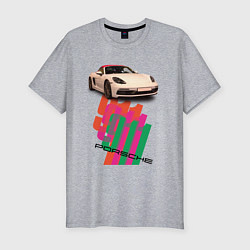Футболка slim-fit Спортивный автомобиль Porsche 911 Turbo, цвет: меланж