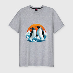 Мужская slim-футболка Пингвины среди льдов