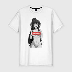 Футболка slim-fit Ахегао senpai nudity, цвет: белый