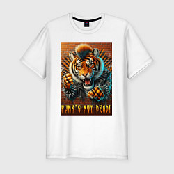 Футболка slim-fit Punks not dead - motto tiger, цвет: белый