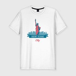 Футболка slim-fit Статуя Свободы в Нью-Йорке, цвет: белый