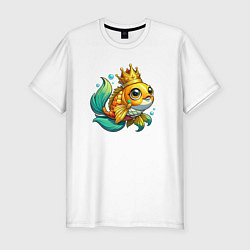 Футболка slim-fit Золотая рыбка в короне, цвет: белый