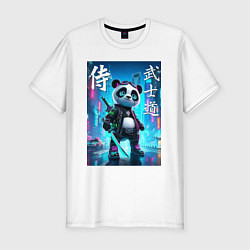 Футболка slim-fit Panda samurai - bushido ai art, цвет: белый
