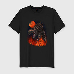 Мужская slim-футболка Огненный дракон хамелеон