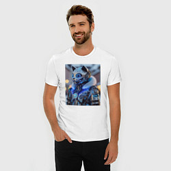 Футболка slim-fit Cyber cat - ai art fantasy, цвет: белый — фото 2