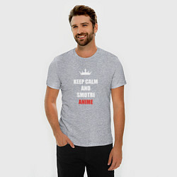 Футболка slim-fit Keep calm and смотри аниме, цвет: меланж — фото 2