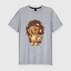 Мужская slim-футболка Красивый добрый ежик