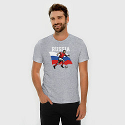 Футболка slim-fit Russia football inscription, цвет: меланж — фото 2