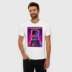 Футболка slim-fit Cyber Bart - neon glow ai art fantasy, цвет: белый — фото 2