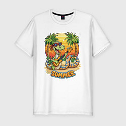 Мужская slim-футболка Змея на летнем вайбе