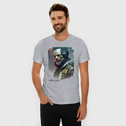Футболка slim-fit Cyber Lenin - ai art fantasy, цвет: меланж — фото 2
