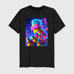 Футболка slim-fit Bart Simpson esports player - neon glow, цвет: черный