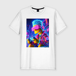 Футболка slim-fit Bart Simpson esports player - neon glow, цвет: белый