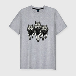Мужская slim-футболка Бегущие волки