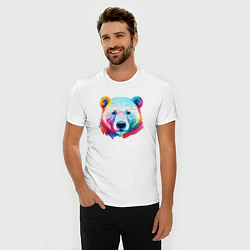 Футболка slim-fit Яркий портрет белого медведя, цвет: белый — фото 2