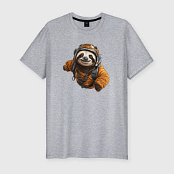 Мужская slim-футболка Ленивец-парашютист