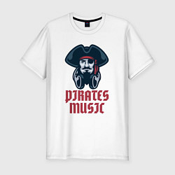 Футболка slim-fit Пиратская музыка, цвет: белый