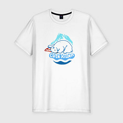Мужская slim-футболка Белый медведь и полярник